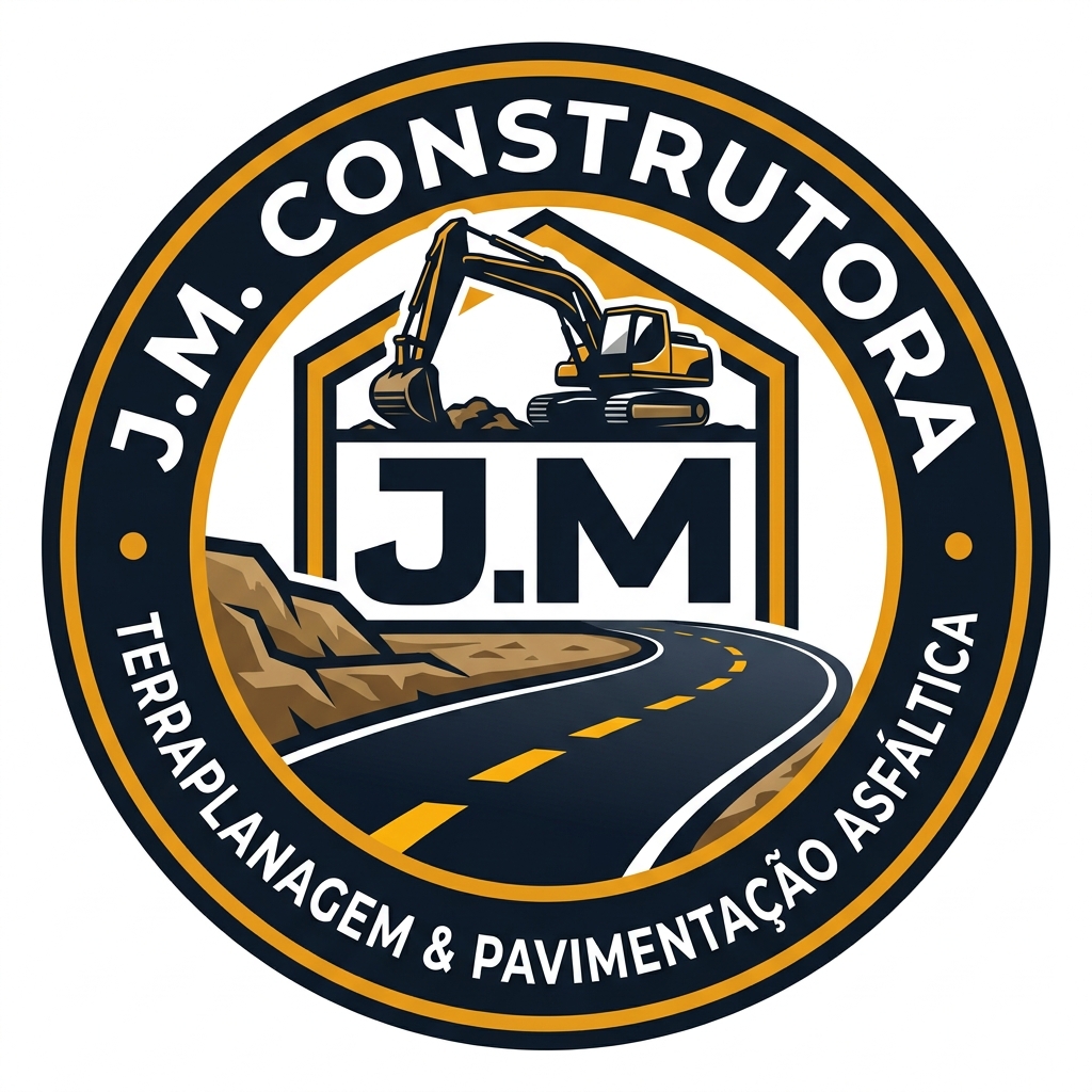 Logotipo J.M. Construtora - Terraplanagem & Pavimentação Asfáltica